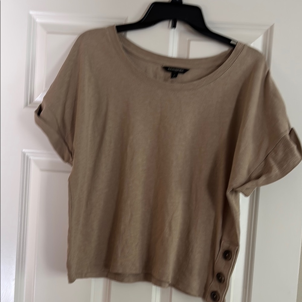 Banana Republic Tan Cotton Button-Detail Top size large